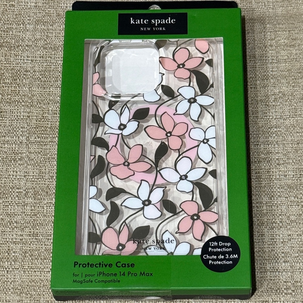 Kate Spade iPhone 14 Pro Max Protective MagSafe Case -Pink/White Floral‎ D13